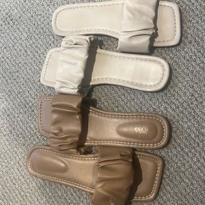 2 pairs of slip on sandals